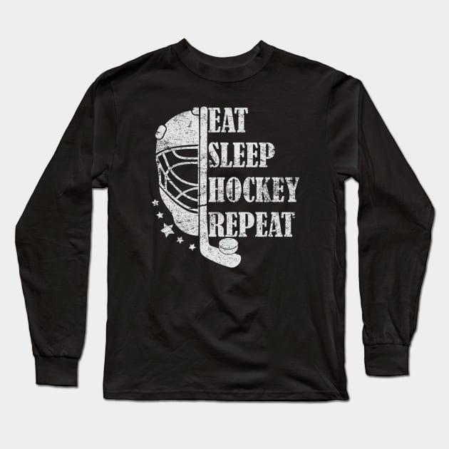 Eat Sleep Hockey Repeat Long Sleeve T-Shirt by AbstractA